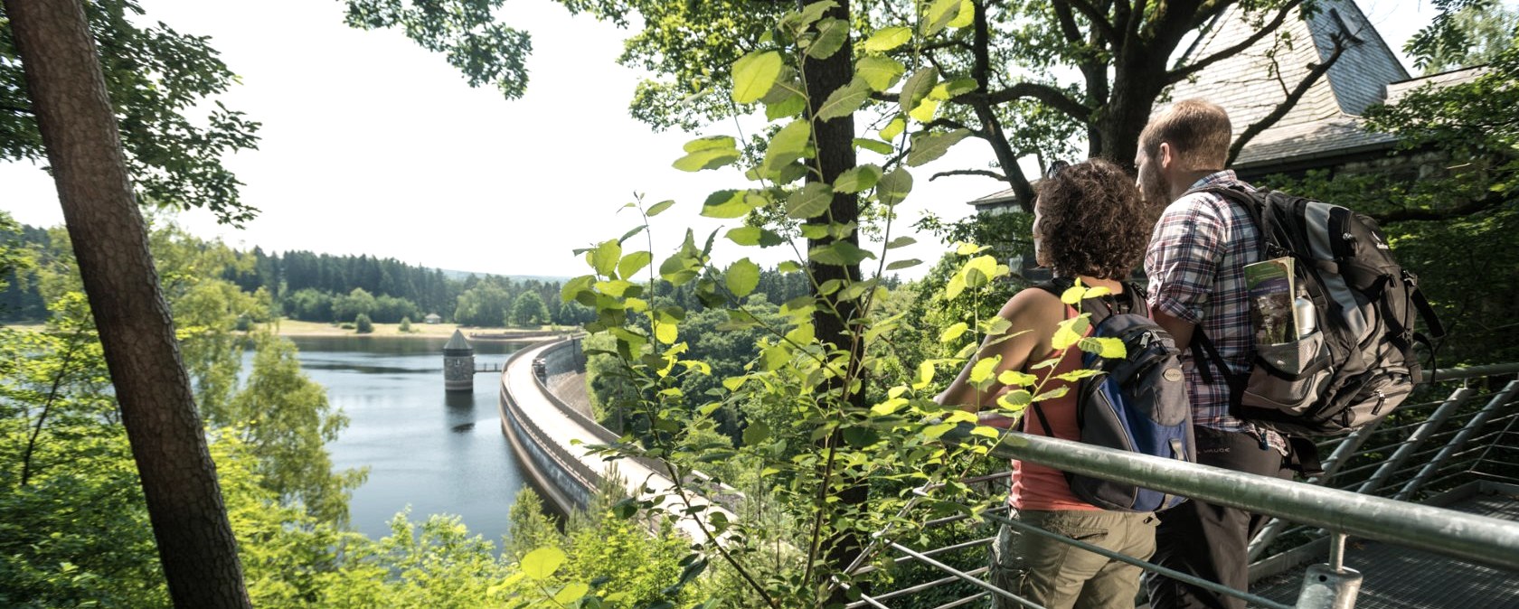 Wanderrast mit Aussicht auf die Dreilägerbachtalsperre, © Eifel Tourismus GmbH/D. Ketz