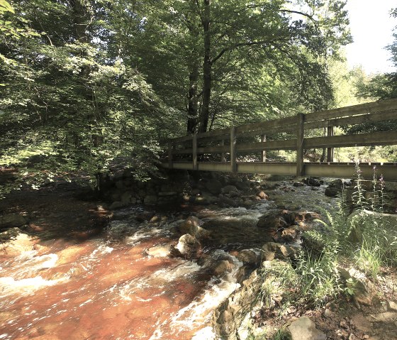 Wooden footbridge over the foaming Getzbach (between Haus Ternell and Brackvenn), © Michael Sänger